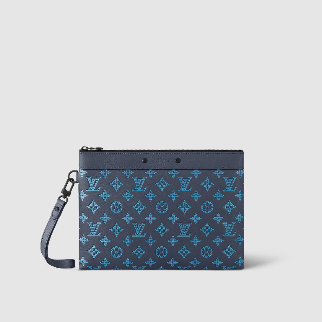 Túi Louis Vuitton Pochette To-Go Monogram Shadow Leather Nam Xanh Dương